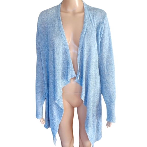 White + Warren Womens Lavender Purple Cardigan Assymetric With Pockets Medium - Picture 2 of 9